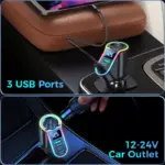 150W 4-in-1 USB Car Charger with Cigarette Lighter Splitter & Fast Charging 6 79190 64fbbc