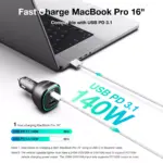 165W 3-Port Super Fast Car Charger with PD3.1 140W & QC5.0 5 79262 82ba11