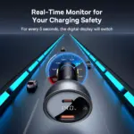 140W Fast Charging USB-C Car Charger with Digital Display for Laptops & Phones 5 79440 3bcef9