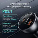 140W Fast Charging USB-C Car Charger with Digital Display for Laptops & Phones 6 79440 84962a