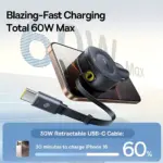 30W Fast Car Charger with Retractable USB-C Cable & Dual Type-C Ports 5 79449 99e56f