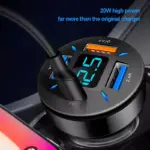 66W 4-Port USB Car Charger with USB-C & QC3.0 Fast Charging 5 79734 71e842