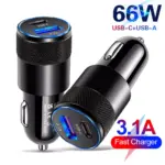 66W Dual USB Fast Car Charger with Type-C PD Port for Phones & Devices 8 79751 40d69c
