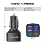 75W 6-Port USB Car Charger with QC3.0 Fast Charging for Phones & Tablets 8 79791 ffe383