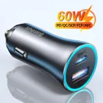 60W Dual USB-C & USB Fast Car Charger – QC 4.0 PD Quick Charge Adapter 4 79800 2f4600