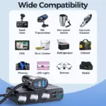 9-in-1 154W Car Charger Adapter with USB C, QC 3.0 & 3 Lighter Sockets 9 80016 e5a1b9