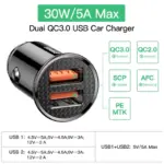 Baseus Fast Car Charger USB & Type-C QC4.0 PD – For Toyota, Ford, Honda 6 80730 64b6c6