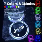 2PCS LED Cup Holder Lights for Car – 7-Color Changing Coasters for Jeep, Ford, Toyota 4 81462 cb4155