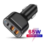 65W 3-Port PD Car Charger Fast Charging Mobile Phone Adapter 4 82313 0dc6ae