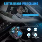 Bluetooth FM Transmitter with Dual USB QC3.0 Fast Charging and Hands-Free Calls 7 82408 783d81