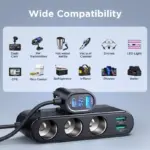 139W 7-in-1 Car Charger Adapter with PD & QC 3.0, LED Display & Independent Switches 8 82433 cc296d