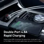 Dual USB Fast Car Charger 4.8A 24W with Digital Voltage Display 8 83763 229340
