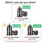 30W USB Car Charger with Quick Charge 4.0 & PD Fast Charging for iPhone & Android 5 83807 fa4ce8